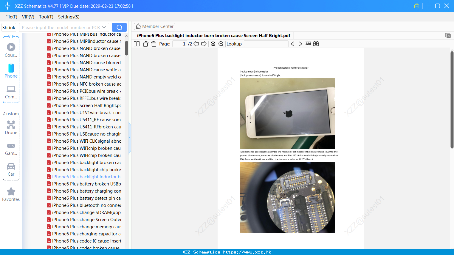 IPhone6 Plus Backlight Inductor Burn Broken Cause Screen Half Bright